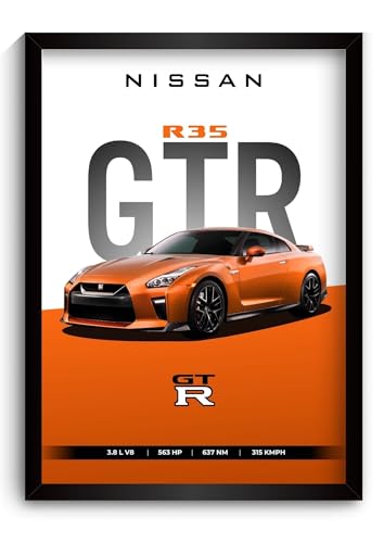 超レア品 NISSAN R35 GT-R 販売店用ポスター　額縁付き 中古美品 Nissan GTR Poster | Framed Poster of Nissan Godzilla A4 Sized (31